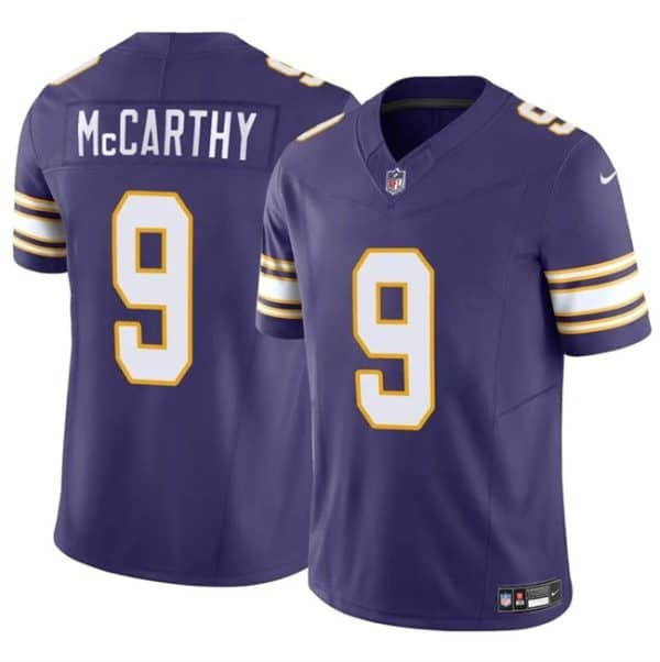 Minnesota Vikings #9 J.J. McCarthy Purple 2024 Draft F.U.S.E. Throwback Vapor Untouchable Limited Stitched Jersey