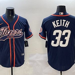 Detroit Tigers #33 Colt Keith Navy With Patch Cool Base Stitched Jersey