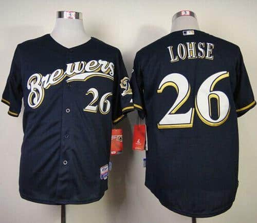 Brewers #26 Kyle Lohse Navy Blue Cool Base Stitched Jersey