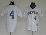 Mitchell And Ness Brewers #4 Paul Molitor Stitched White Throwback Jersey