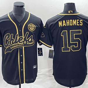 Kansas City Chiefs #15 Patrick Mahomes Black Gold Cool Bae Stitched Jersey