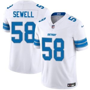 Detroit Lions #58 Penei Sewell White 2025 F.U.S.E. Vapor Limited Stitched Game Jersey