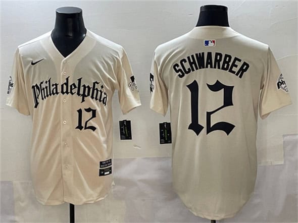 Philadelphia Phillies #12 Kyle Schwarber Cream Gothic Vapor Limited Stitched Jersey