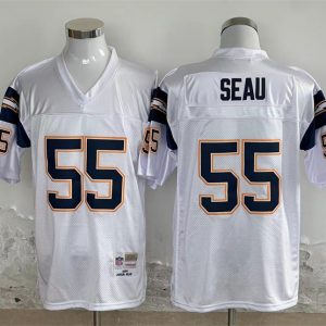 Los Angeles Chargers #55 Junior Seau White Throwback Stitched Jersey