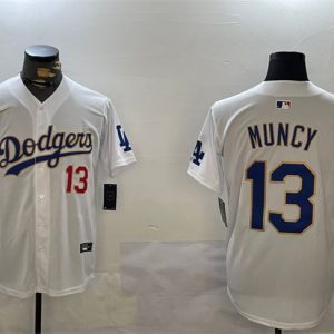 Los Angeles Dodgers #13 Max Muncy White Gold Home Limited Stitched Jersey