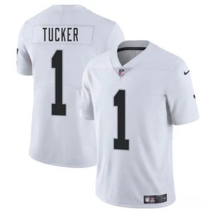 Las Vegas Raiders #1 Tre Tucker White 2025 Vapor Stitched Jersey