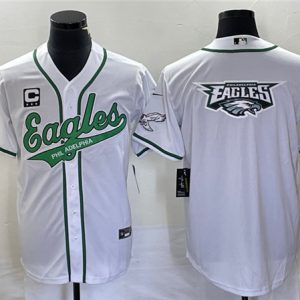 Philadelphia Eagles White Team Big Logo With C Patch Cool Base Stitched Jersey
