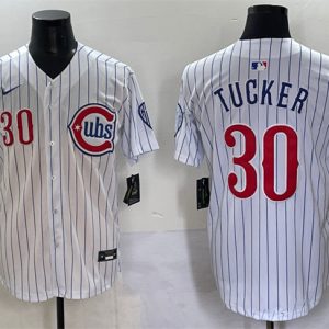 Chicago Cubs #30 Kyle Tucker White Pinstripe 2nd Alternate Limited Stitched Jersey