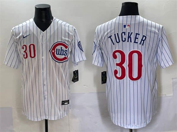 Chicago Cubs #30 Kyle Tucker White Pinstripe 2nd Alternate Limited Stitched Jersey