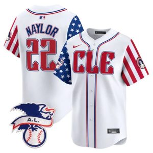 Cleveland Guardians #22 Josh Naylor White 2024 Fourth Of July Vapor Premier Limited Stitched Jersey