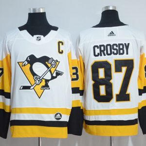 Pittsburgh Penguins #87 Sidney Crosby Adidas White Road Authentic Stitched Jersey