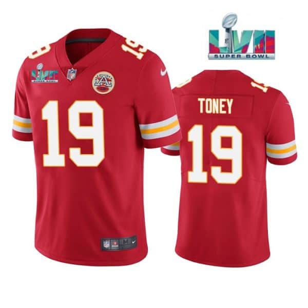 Kansas City Chiefs #19 Kadarius Toney Red Super Bowl LVII Patch Vapor Untouchable Limited Stitched Jersey