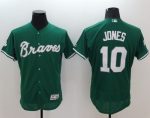 Braves #10 Chipper Jones Green Celtic Flexbase Authentic Collection Stitched Jersey