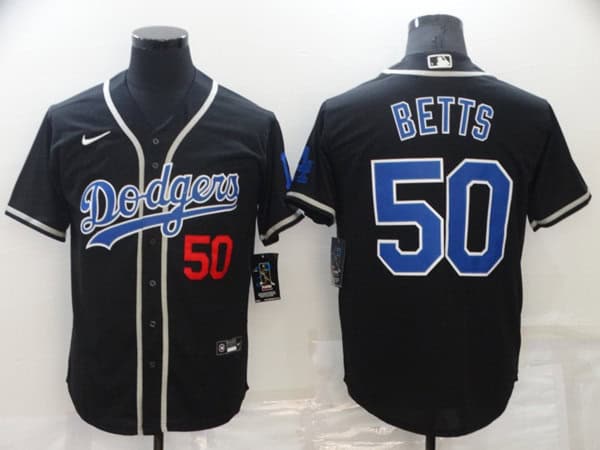 Los Angeles Dodgers #50 Mookie Betts Black Cool Base Stitched Baseball Jersey