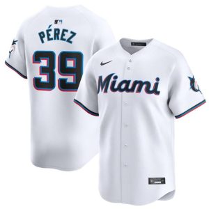 Miami Marlins #39 Eury P¨¦rez White 2024 Home Limited Stitched Jersey