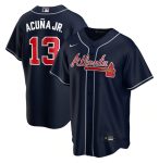 Atlanta Braves #13 Ronald Acuna Jr. Navy Stitched Jersey