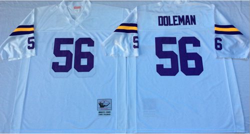 Mitchell And Ness Vikings #56 Chris Doleman White Throwback Stitched Jersey