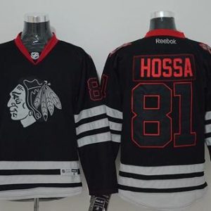 Blackhawks #81 Marian Hossa Black Ice Stitched Jersey