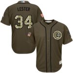 Cubs #34 Jon Lester Green Salute To Service Stitched Jersey
