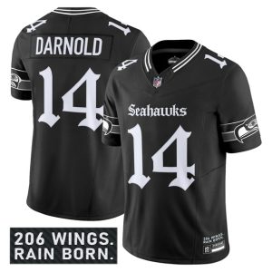 Seattle Seahawks #14 Sam Darnold Black 2025 F.U.S.E. 'Gothic Rain City Shadows Edition' Vapor Limited Football Stitched Jersey