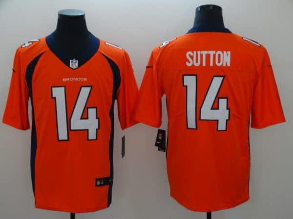 Broncos #14 Courtland Sutton Orange Vapor Untouchable Limited Stitched Jersey