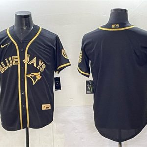 Toronto Blue Jays Blank Black Gold Cool Base Stitched Jersey