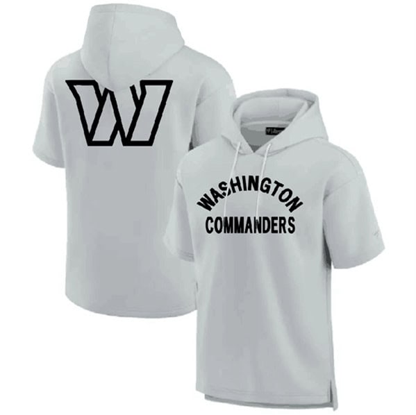Washington Commanders Gray Super Soft Fleece Short Sleeve Hoodie