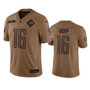 Detroit Lions #16 Jared Goff 2023 Brown Salute To Service Limited Stitched Jersey
