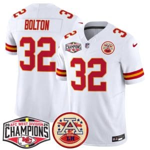 Kansas City Chiefs #32 Nick Bolton White F.U.S.E. 2024 AFC West Division Champions Vapor Limited Stitched Jersey