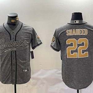 New Orleans Saints #22 Rashid Shaheed Gray With Patch Cool Base Stitched Jersey