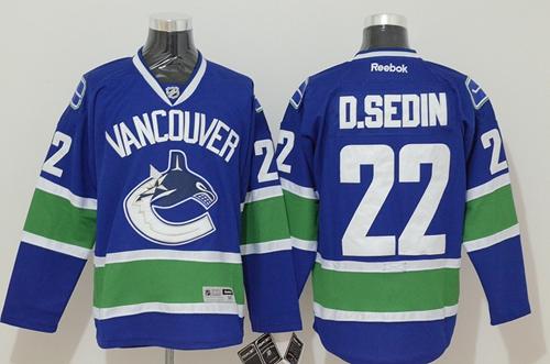 Canucks #22 Daniel Sedin Blue Stitched Jersey