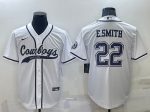 Dallas Cowboys #22 Emmitt Smith White Cool Base Stitched Baseball Jersey