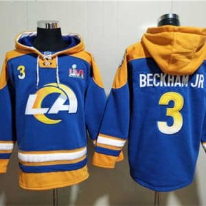 Los Angeles Rams #3 Odell Beckham Jr. 2022 Royal Super Bowl LVI Champions Pullover Hoodie