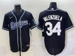 Los Angeles Dodgers #34 Fernando Valenzuela Black Fashion Stitched Jersey