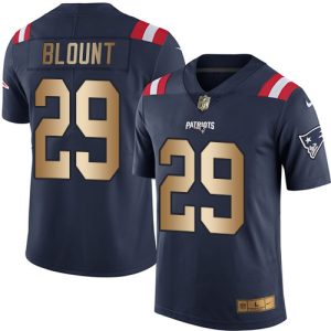 Patriots #29 LeGarrette Blount Navy Blue Stitched Limited Gold Rush Nike Jersey