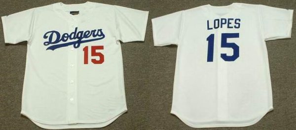 Los Angeles Dodgers #15 Davey Lopes White 1981 Throwback Stitched Jersey
