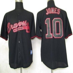 Braves #10 Chipper Jones Black Fashion Stitched Jersey