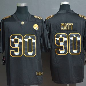 Pittsburgh Steelers #90 T. J. Watt Black Jesus Faith Edition Limited Stitched Jersey