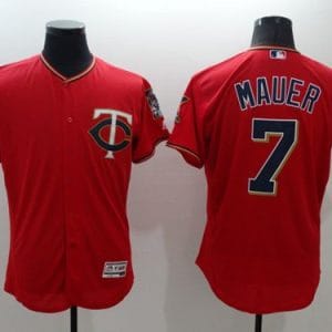 Twins #7 Joe Mauer Red Flexbase Authentic Collection Stitched Jersey