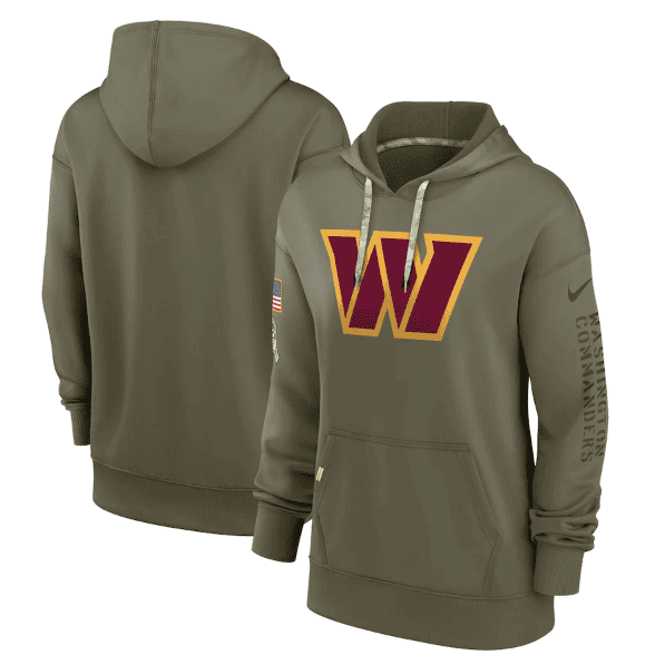 Washington Commanders 2022 Olive Salute To Service Therma Performance Pullover Hoodie(Run Small)
