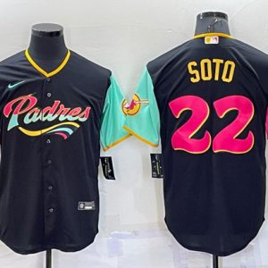 San Diego Padres #22 Juan Soto 2022 Black City Connect Cool Base Stitched Jersey
