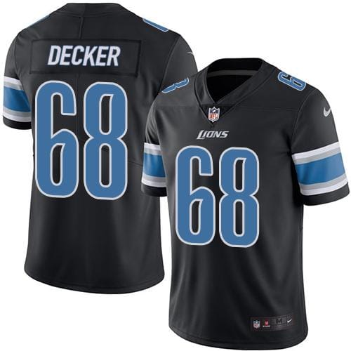Lions #68 Taylor Decker Black Stitched Limited Rush Nike Jersey