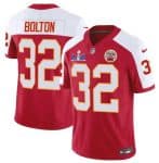 Kansas City Chiefs #32 Nick Bolton Red White 2024 F.U.S.E. Super Bowl LVIII Patch Vapor Untouchable Limited Stitched Jersey