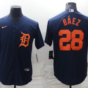 Detroit Tigers #28 Javier B¨¢ez Navy Cool Base Stitched Jersey