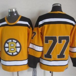 Bruins #77 Ray Bourque Yellow CCM Throwback Stitched Jersey