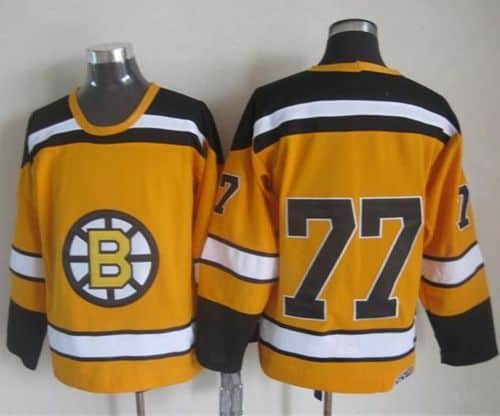 Bruins #77 Ray Bourque Yellow CCM Throwback Stitched Jersey