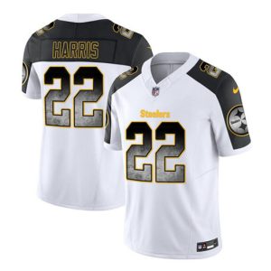 Pittsburgh Steelers #22 Najee Harris White Black 2023 F.U.S.E. Smoke Vapor Untouchable Limited Stitched Jersey