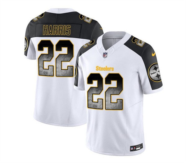 Pittsburgh Steelers #22 Najee Harris White Black 2023 F.U.S.E. Smoke Vapor Untouchable Limited Stitched Jersey
