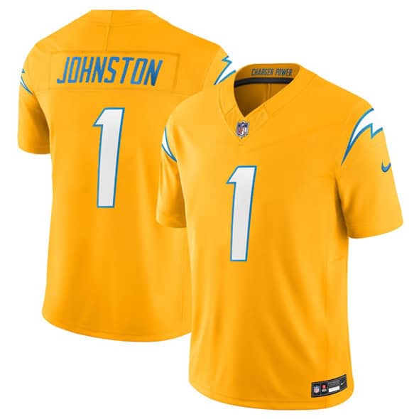 Los Angeles Chargers #1 Quentin Johnston Gold 2025 F.U.S.E. Alternate Vapor Limited Stitched Jersey