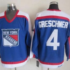 Rangers #4 Ron Greschner Blue White CCM Throwback Stitched Jersey